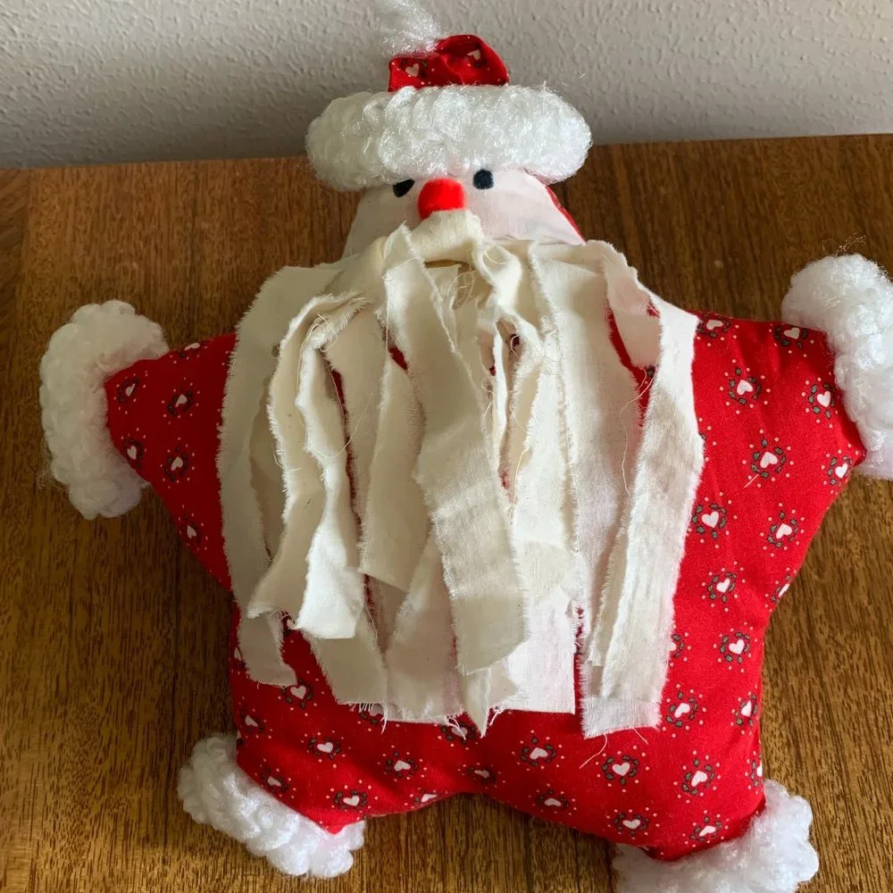 🎉HP🎉 Santa Accent Holiday Pillow Red, Green and White in the Shape of a Star
